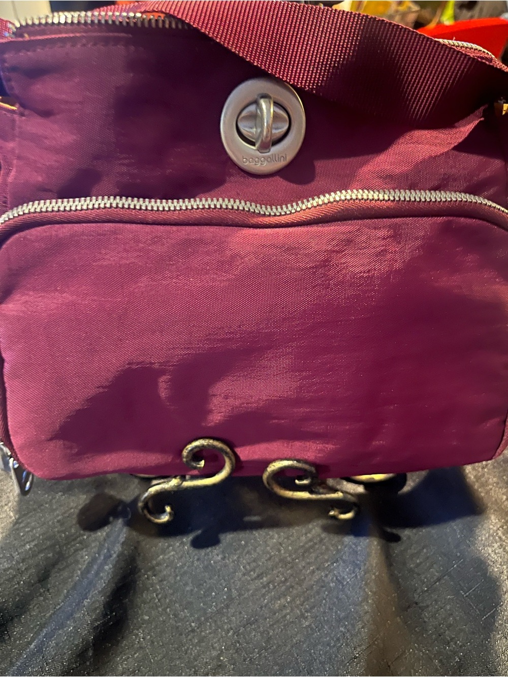Baggallini Burgundy Nylon Crossbody Bag